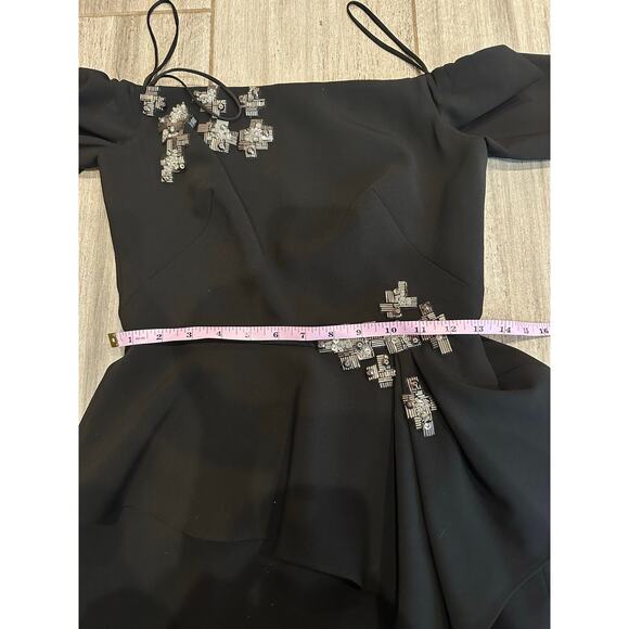 NEW Theia Cocktail Embroidered Mid Length Black Dress size 2 - Picture 8 of 9